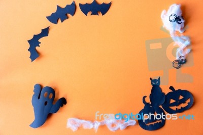 Halloween Concept With Black Cat And Pumpkin Stock Photo