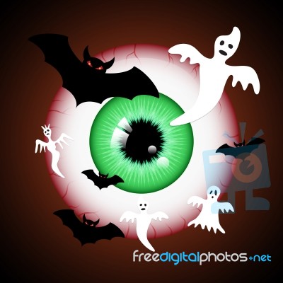 Halloween Devil Eye Bat Ghost  Stock Image