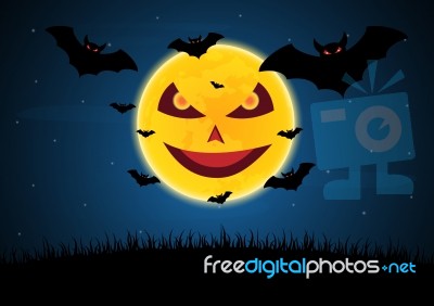 Halloween Devil Moon Bat  Stock Image