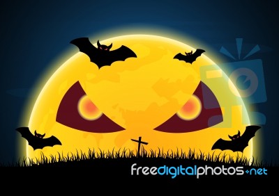 Halloween Devil Moon Bat  Stock Image