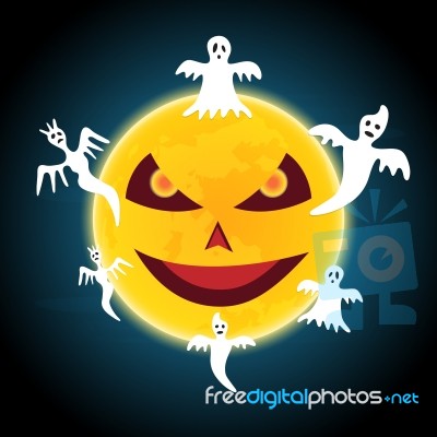 Halloween Devil Moon Ghost  Stock Image