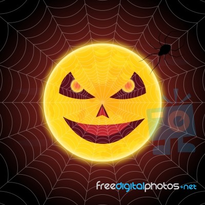 Halloween Devil Moon Spider Web  Stock Image