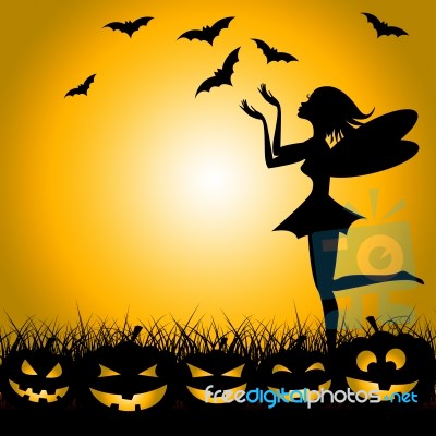 Halloween Fairy Shows Trick Or Treat And Bats Stock Image