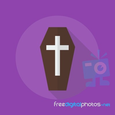 Halloween Flat Icon. Coffin Stock Image