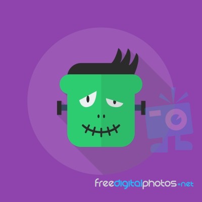 Halloween Flat Icon. Frankenstein Stock Image