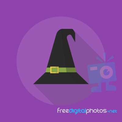 Halloween Flat Icon. Witch Hat Stock Image