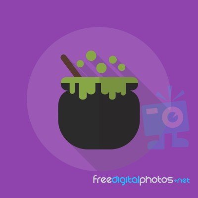 Halloween Flat Icon. Witch Pot Stock Image