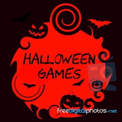 Halloween Games Means Trick Or Treat And Entertaining Stock Image