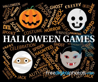 Halloween Games Represents Trick Or Treat Play Stock Image