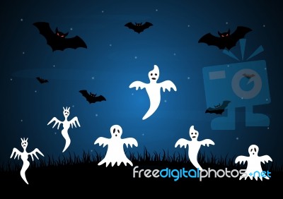 Halloween Ghost Bat  Stock Image