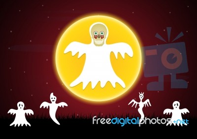 Halloween Ghost Moon  Stock Image