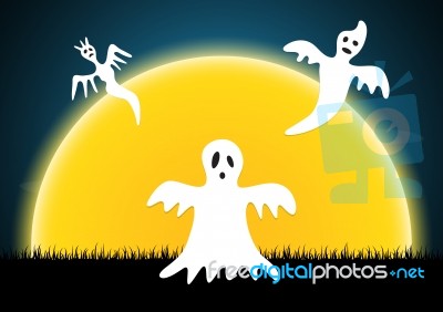 Halloween Ghost Moon  Stock Image