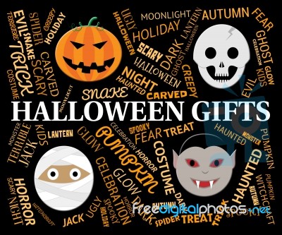 Halloween Gifts Indicates Trick Or Treat And Celebrate Stock Image