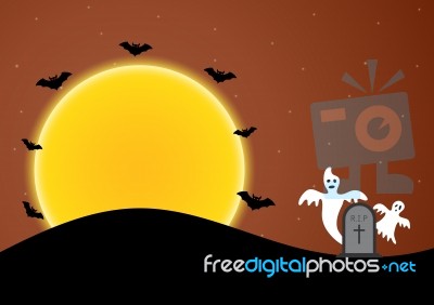 Halloween Gravestone Ghost  Stock Image