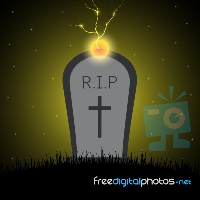 Halloween Gravestone Graveyard Thunderbolt Background Stock Image