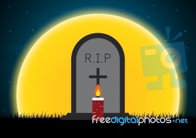 Halloween Gravestone Moon  Stock Image