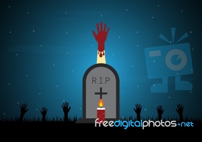 Halloween Gravestone Zombie Hand  Stock Image