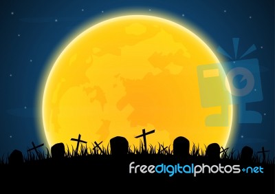 Halloween Graveyard Cross Grave Stock Image