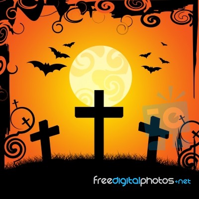 Halloween Graveyard Represents Trick Or Treat And Afterlife Stock Image