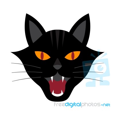 Halloween Growl Black Cat Head Stock Image