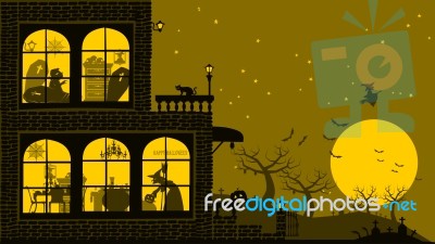 Halloween House Background Stock Image