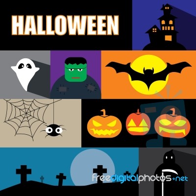 Halloween Icon Set  Illustration Stock Image