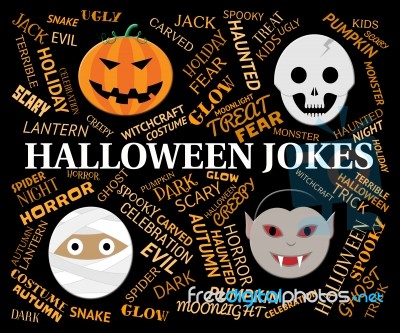 Halloween Jokes Shows Trick Or Treat And Celebration Stock Image