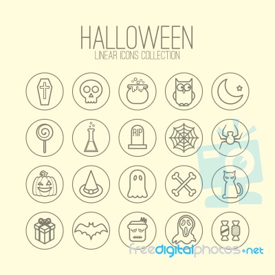 Halloween Linear Icons Stock Image