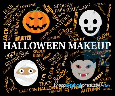 Halloween Makeup Means Spooky And Haunting Cosmetics Stock Image