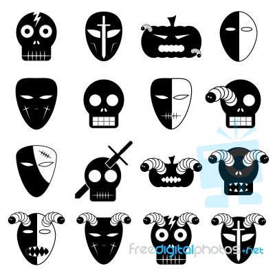 Halloween Mask Icon Set.  Illustration Stock Image