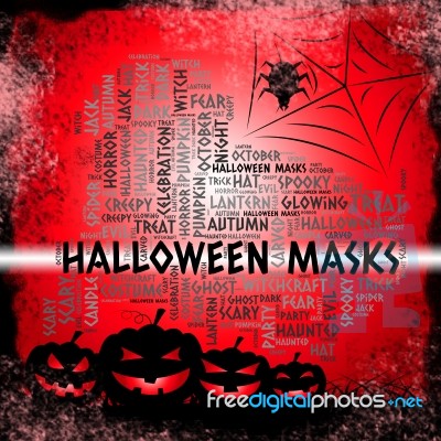 Halloween Masks Indicates Trick Or Treat And Autumn Stock Image