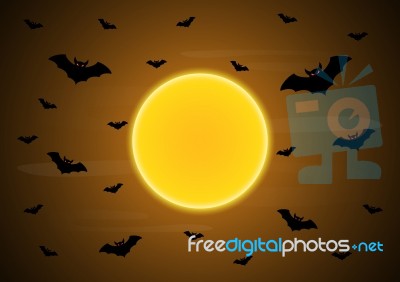 Halloween Moon Bat  Stock Image