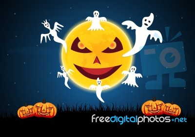 Halloween Moon Ghost  Stock Image