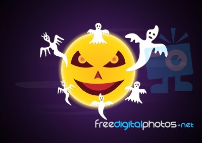 Halloween Moon Ghost  Stock Image