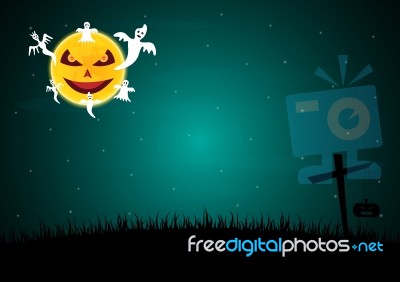 Halloween Moon Ghost Cross  Stock Image