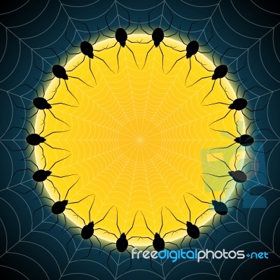 Halloween Moon Spider Web  Stock Image