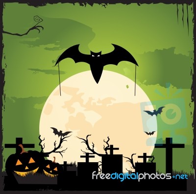 Halloween Night In Graveyard Stock Image