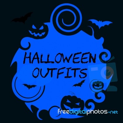 Halloween Outfits Means Trick Or Treat And Apparel Stock Image