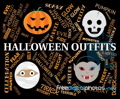 Halloween Outfits Shows Trick Or Treat Clothes Stock Image