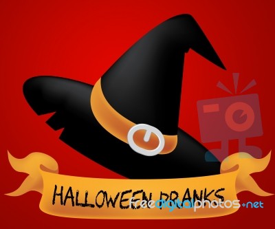 Halloween Pranks Represents Trick Or Treat 3d Illustration Stock Image