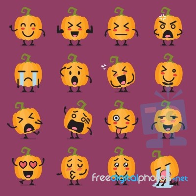 Halloween Pumpkin Emoji Set Stock Image