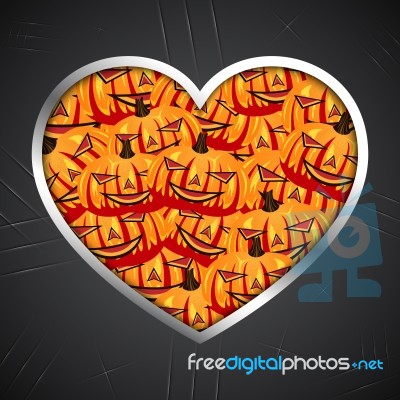 Halloween Pumpkin Full In Heart Metal Plate Stock Image