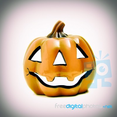 Halloween Pumpkin, Funny Jack O'lantern On White Background Stock Photo