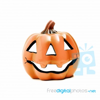 Halloween Pumpkin, Funny Jack O'lantern On White Background Stock Photo