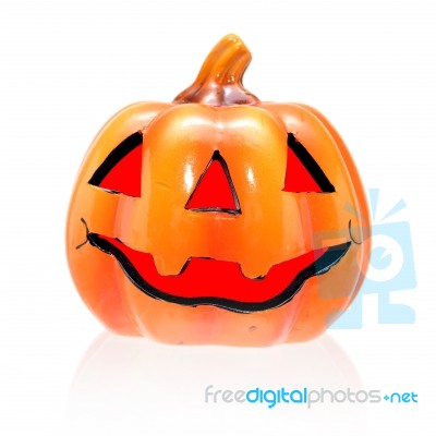 Halloween Pumpkin, Funny Jack O'lantern On White Background Stock Photo