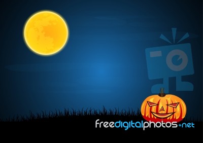 Halloween Pumpkin Graveyard Grass Stock Image