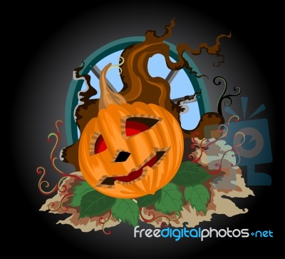 Halloween Pumpkin Scene Stock Image