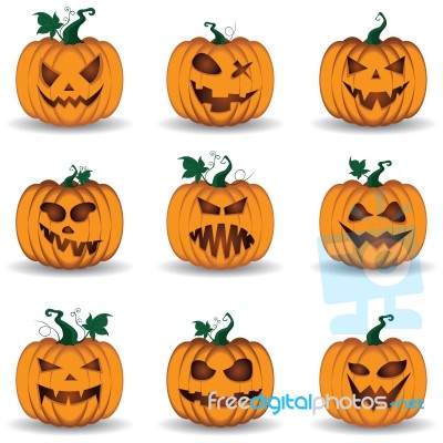 Halloween Pumpkin Set Isolated On White Background Stock Image