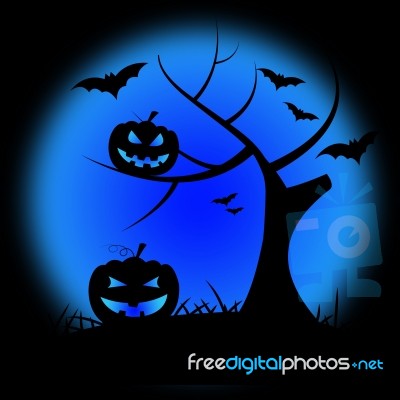 Halloween Pumpkin Shows Trick Or Treat And Branch Stock Image