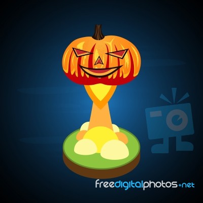 Halloween Pumpkin Soar From Float Land Stock Image